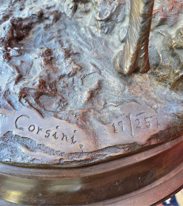 Escultura Bronce Ciervos firmada corsini
