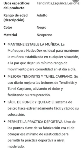 Muñequera Neopreno, ajustable y transpirable