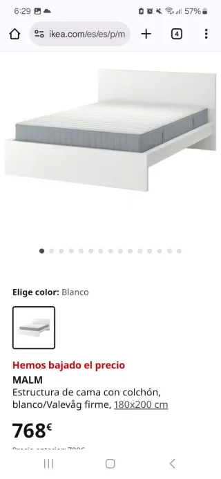 Cama completa: somier, colchón y base