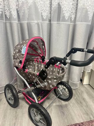 Passeggino per bambole grigio con triangoli
