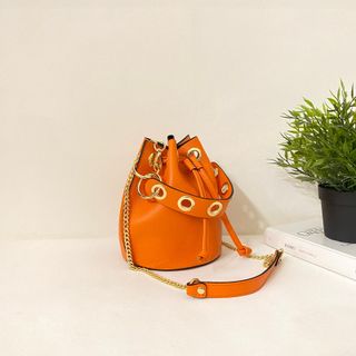 Bolso de piel auténtica mujer naranja 0805