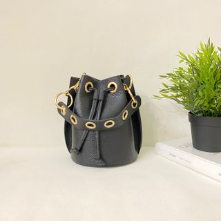 Bolso de piel auténtica mujer negro 0806