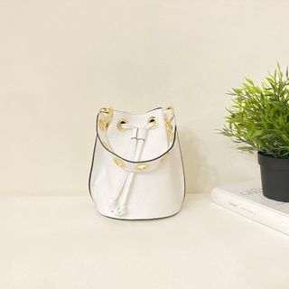 Bolso de piel auténtica mujer blanco 0807