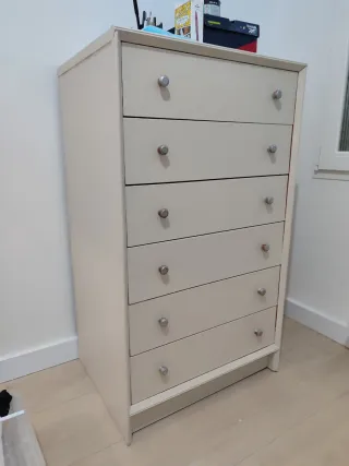 Cómoda de madera beige 6 cajones