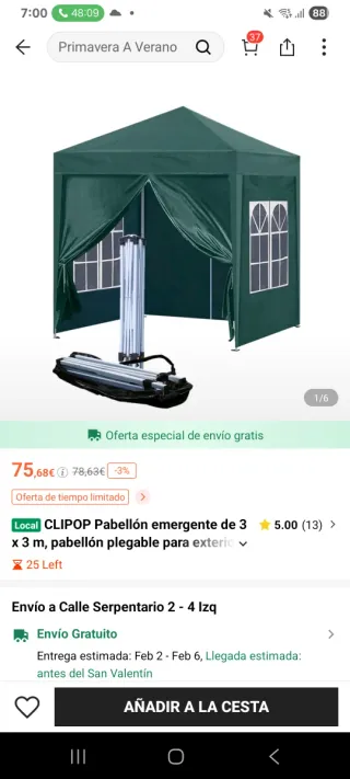 Carpa Pabellón Plegable Verde 3x3m
