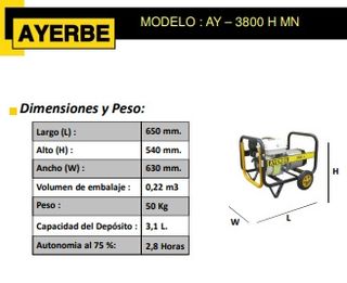 GENERADOR AYERBE 3800H - 3000W