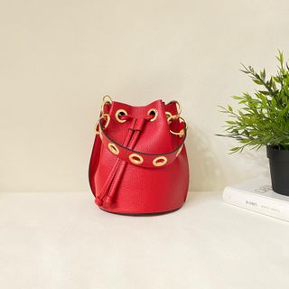 Bolso de piel auténtica mujer rojo 0810
