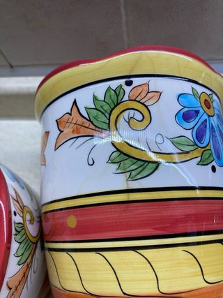 Set 2 Contenitori Ceramica Decorati