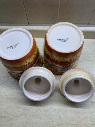 Set 2 Contenitori Ceramica Decorati