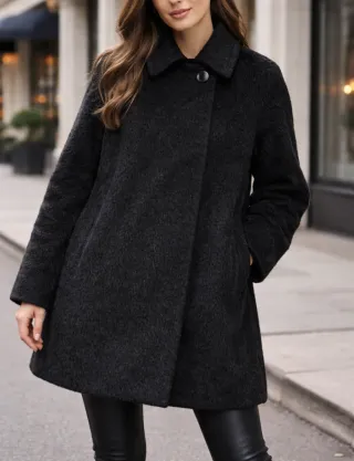 Cappotto lana mohair nero