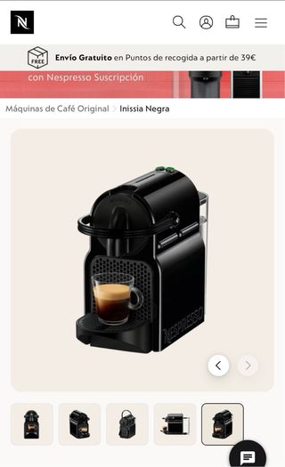 Cafetera Nespresso DeLonghi Inissia Negra