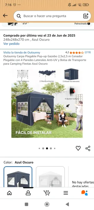 Carpa Plegable Azul y Transparente