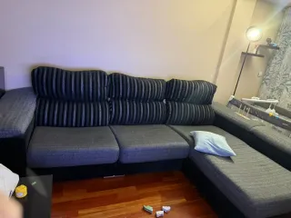 Sofá modular tela gris y negro