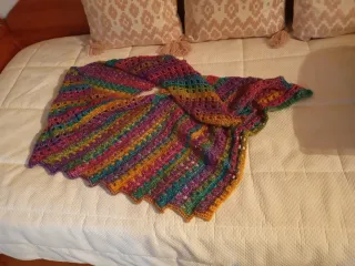 Chal crochet hecho a mano, diseño murciélago