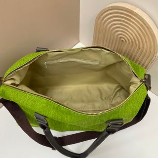 Bolso Lona Grande Piel Auténtica Verde 0909