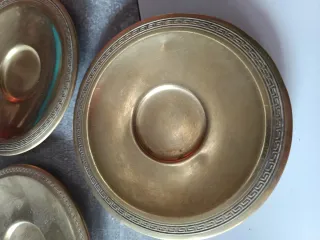 3 platillos latón vintage decorados
