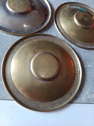 3 platillos latón vintage decorados
