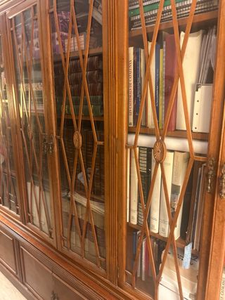 Librería estilo inglés con puertas de cristal
