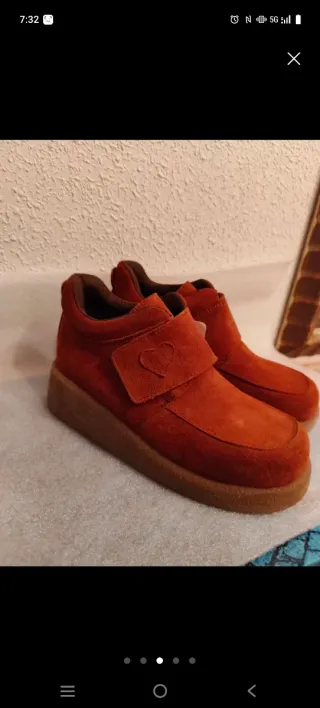 Botines piel ante rojos talla 38