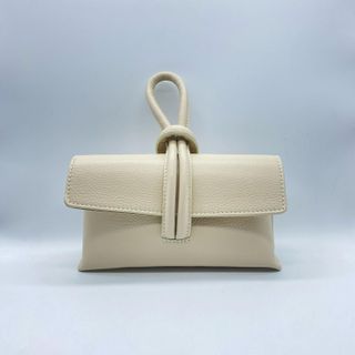 Bolso de mano beige con asa anudada 1005