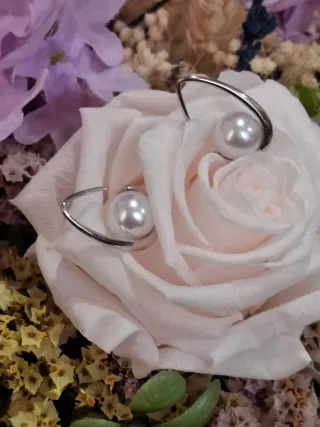 Pendientes Plata Ovalados con Perla