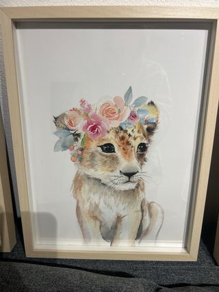 Láminas animales bebés con marco Hovsta