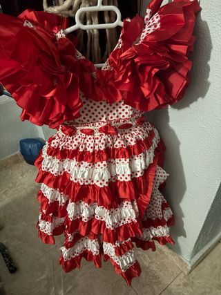 Traje Flamenca Niña Rojo y Blanco
