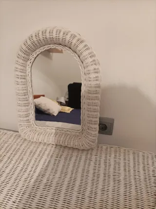 Tocador Mimbre Vintage Blanco