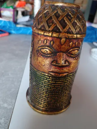 Jarrón Cara Azteca Vintage Arcilla