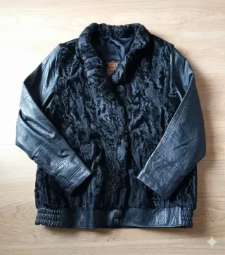 Chaqueta Pelo y Cuero Negra