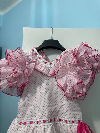 Vestido de gitana rosa y blanco