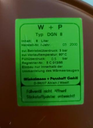 VASO DE EXPANSION PARA CALDERA "COMPROBADOS"