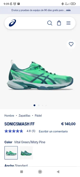 Zapatillas Asics Sonicsmash Pádel Nuevas