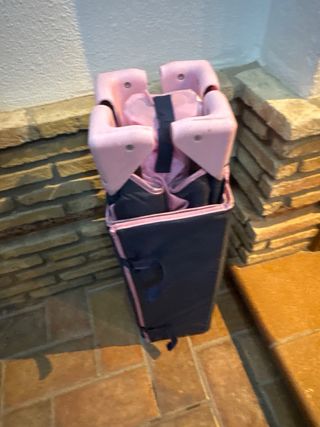 Culla da viaggio blu e rosa