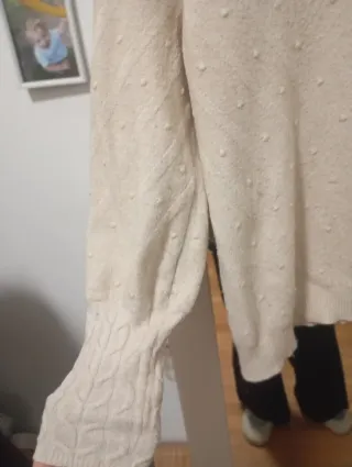 Jersey beige manga abullonada