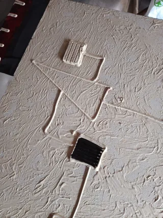 Cuadro abstracto decorativo beige y rojo