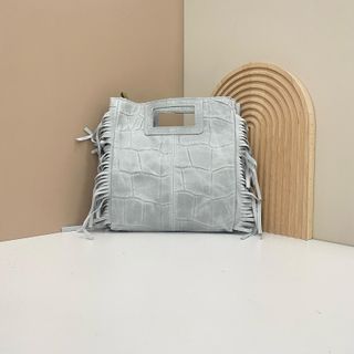 Bolso Piel Gris Mujer Flecos Cocodrilo 1103