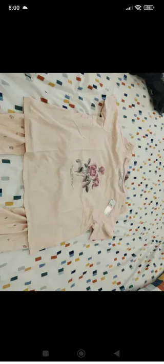 Pijama largo flores algodón