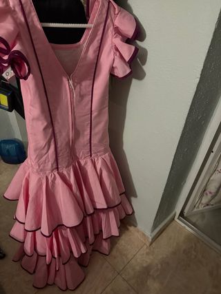 Traje de flamenca niña rosa y morado