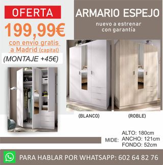 Armario ropero nuevo madera envío gratis