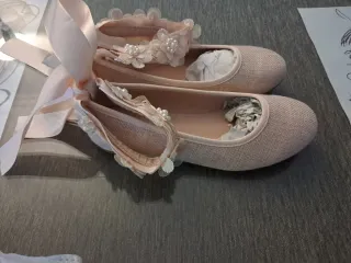 Zapatos niña ceremonia beige/rosa
