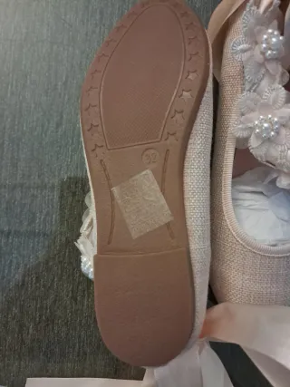 Zapatos niña ceremonia beige/rosa