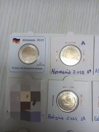 Lote 15 monedas conmemorativa 2€ S/C encartonadas