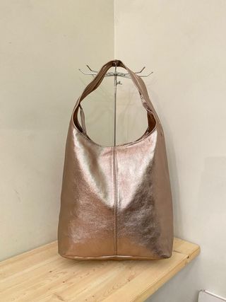 Bolso de piel auténtica dorado 1205