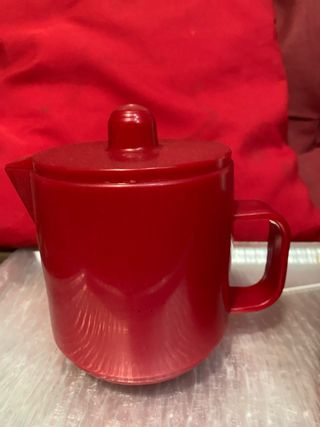 Juego DESAYUNO rojo y cafetera