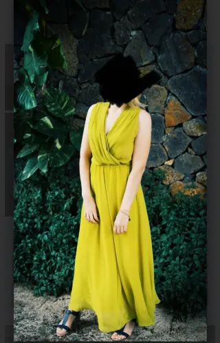 Vestido largo verde-amarillo