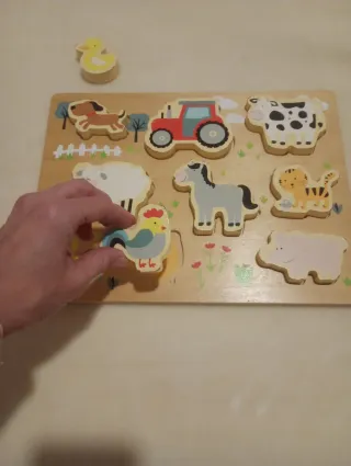 Puzzle madera animales granja bebé