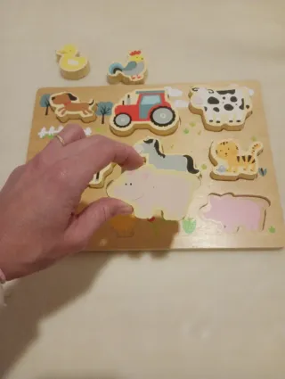 Puzzle madera animales granja bebé