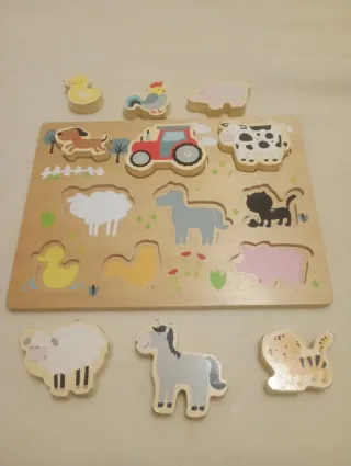 Puzzle madera animales granja bebé