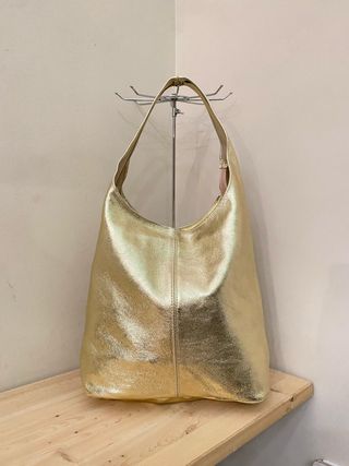 Bolso de piel auténtica dorado 1208